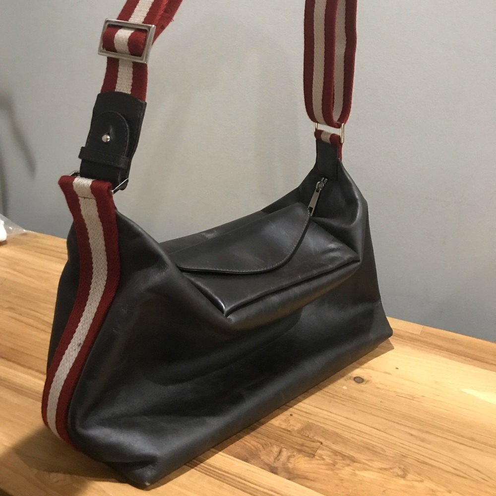 Darkest brown/black BALLY shoulder tote crossover